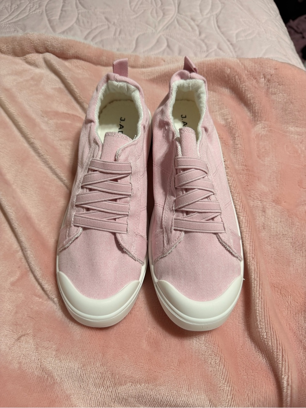 J. Adams Pink Canvas Slip-On Athletic Sneakers